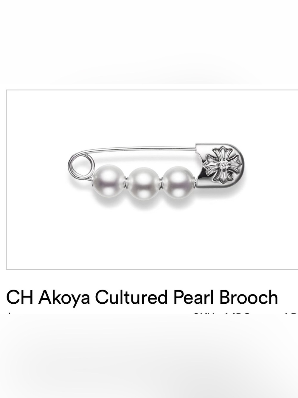 Chrome Hearts X Mikimoto 18K White Gold Diamond Pearl Safety Pin